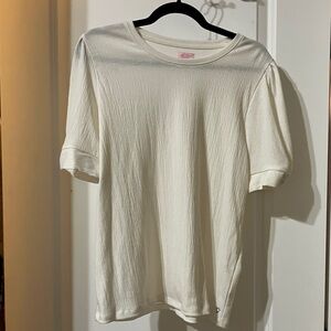 Stella & Dot Twist Sleeve Cream Short Sleeve Top